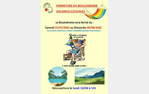 Fermeture estivale 2026