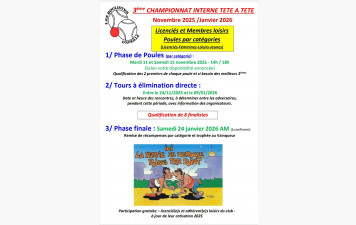 Tirage des matchs de poule : 3eme championnat interne tête à tête